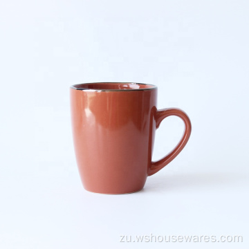 Inkomishi yasentshonalanga ye-Ceramic Coffee Cup ngegolide rim